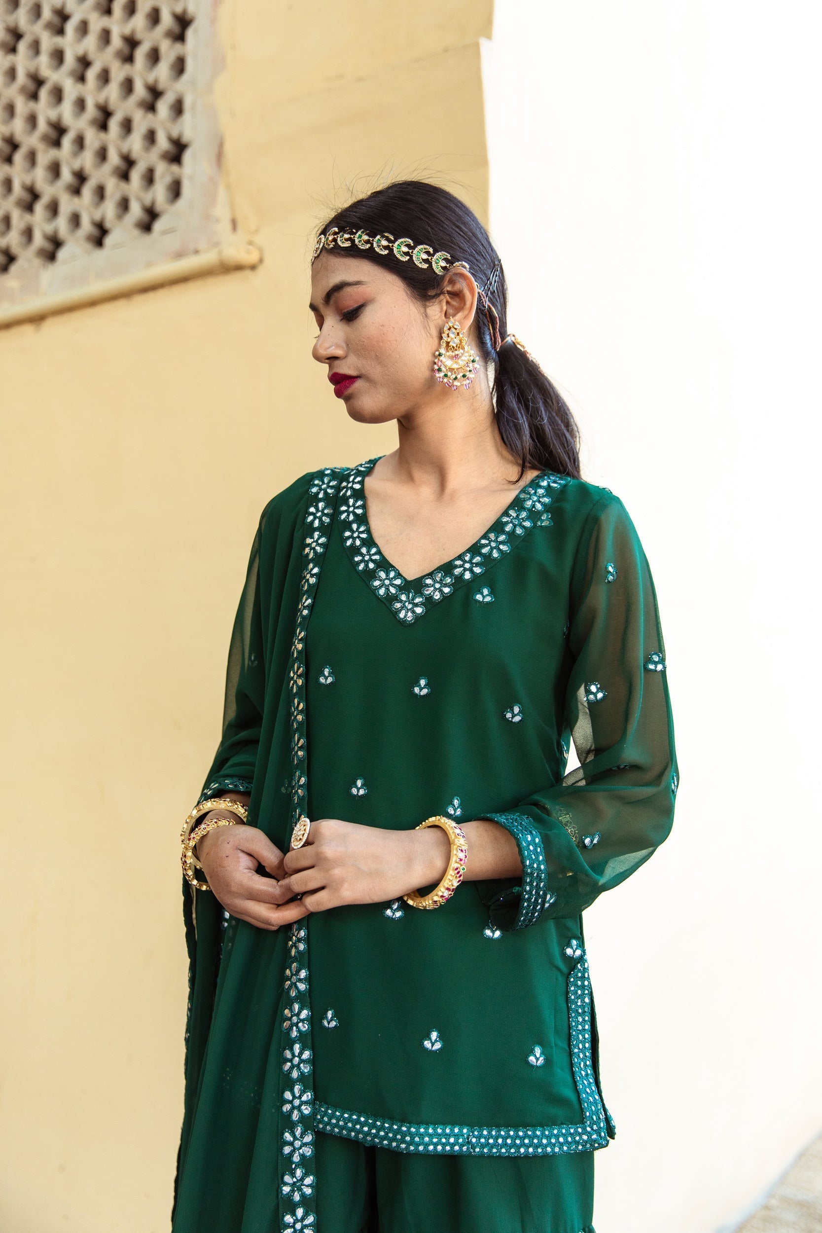 Hoor Green Sharara Set Gulabo Jaipur
