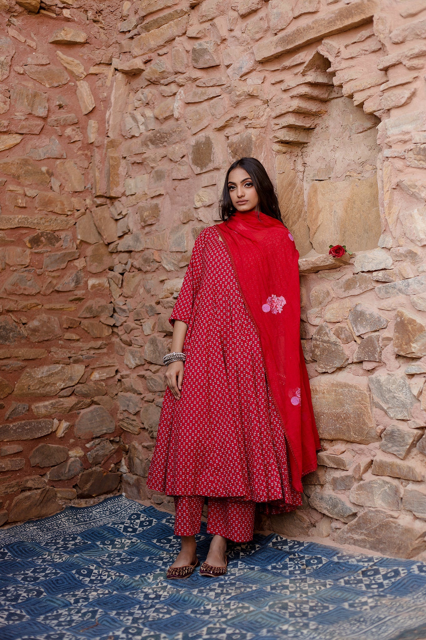 Padma Red Anarkali Set