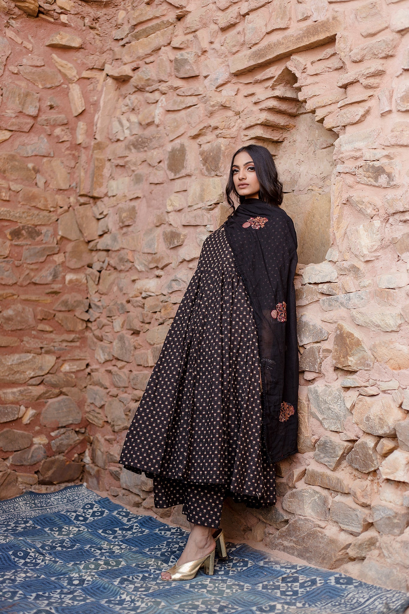 Padma Black Anarkali Set