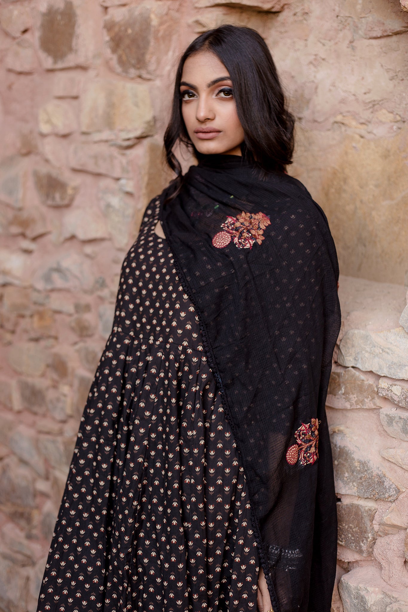 Padma Black Anarkali Set