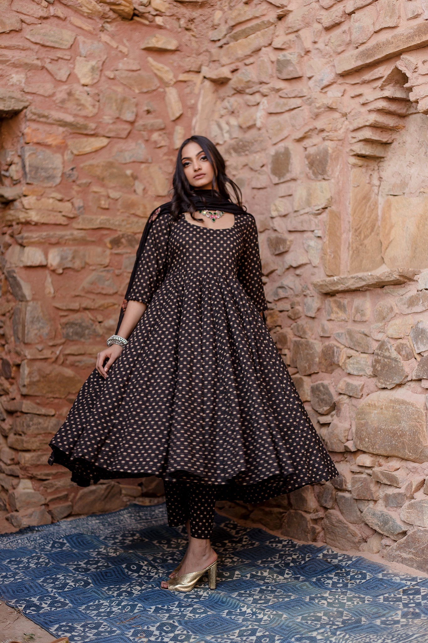 Padma Black Anarkali Set