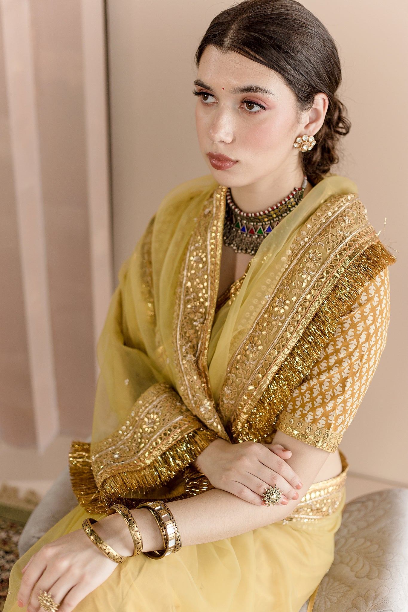 Gulbahaar Organza Saree Gota Work