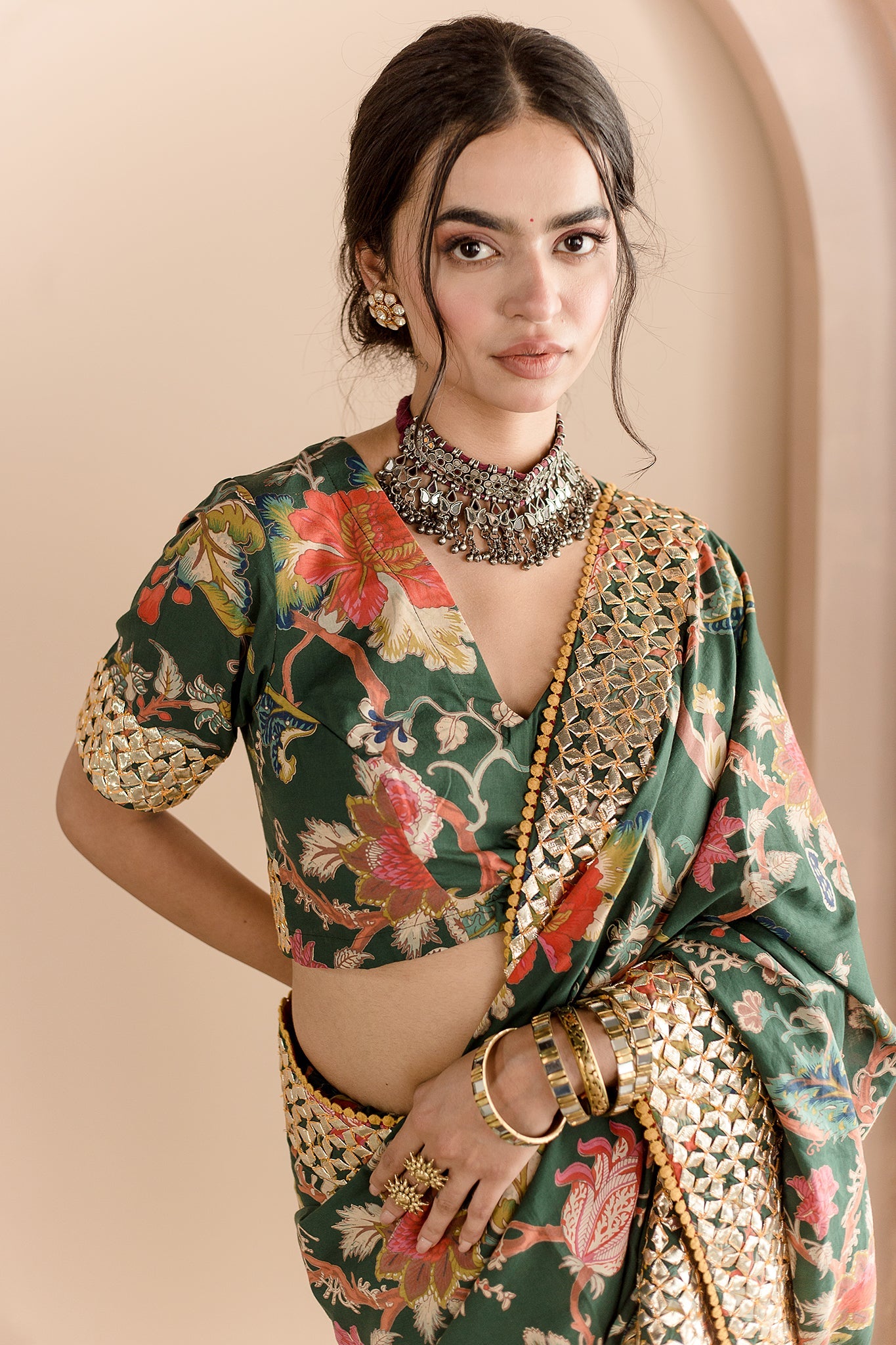 Gulbaagh Cotton Saree Kachi Patti Detailing In Border