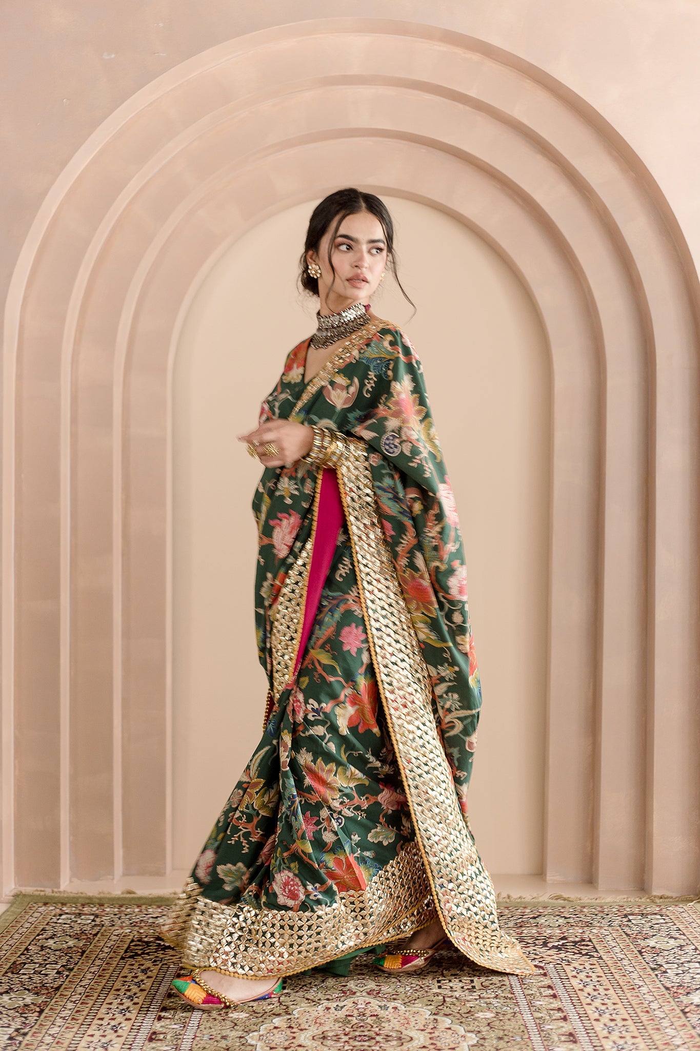 Gulbaagh Cotton Saree Kachi Patti Detailing In Border