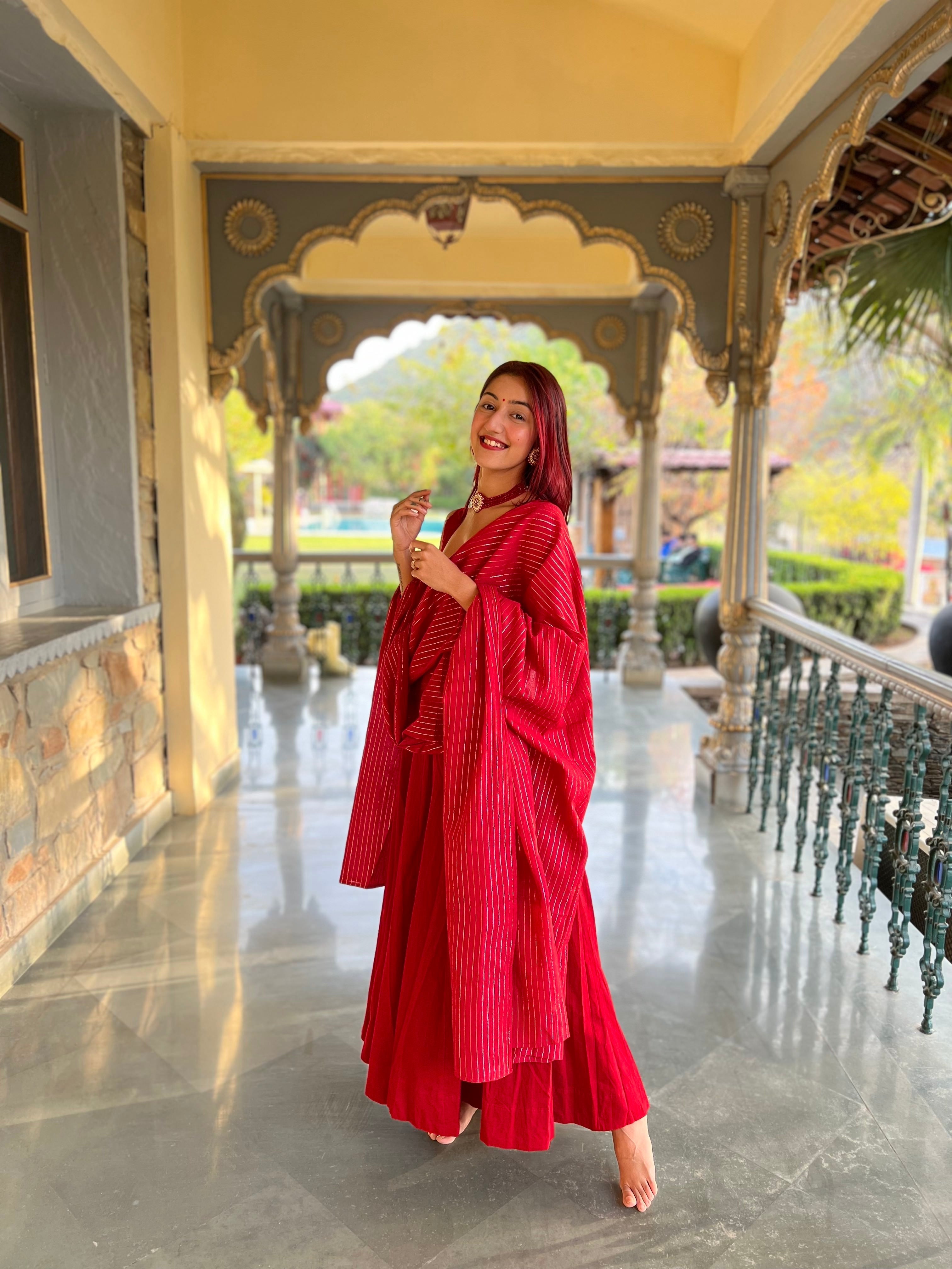 Noori Red Anarkali  Set