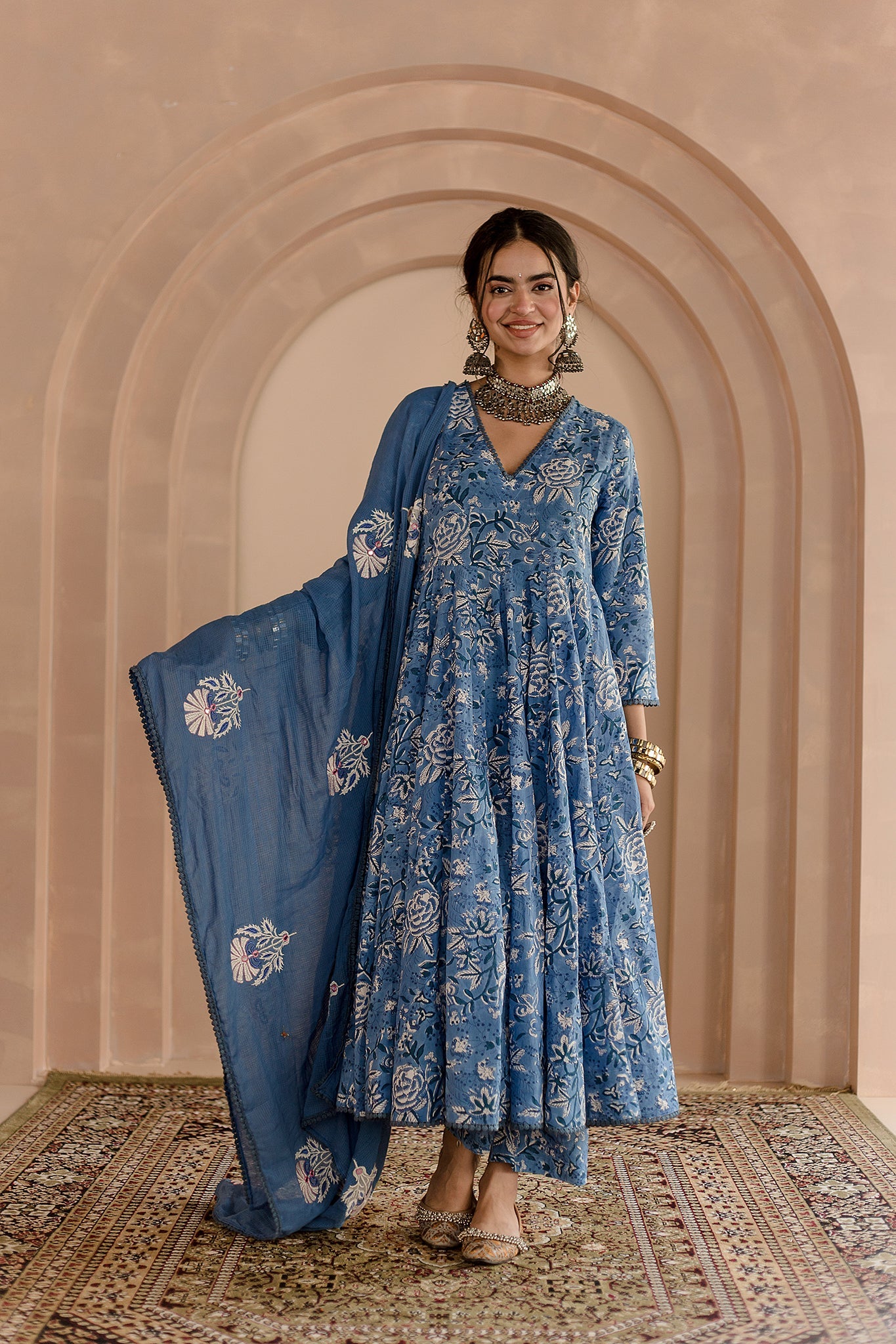 Shaila Blue  Anarkali Set