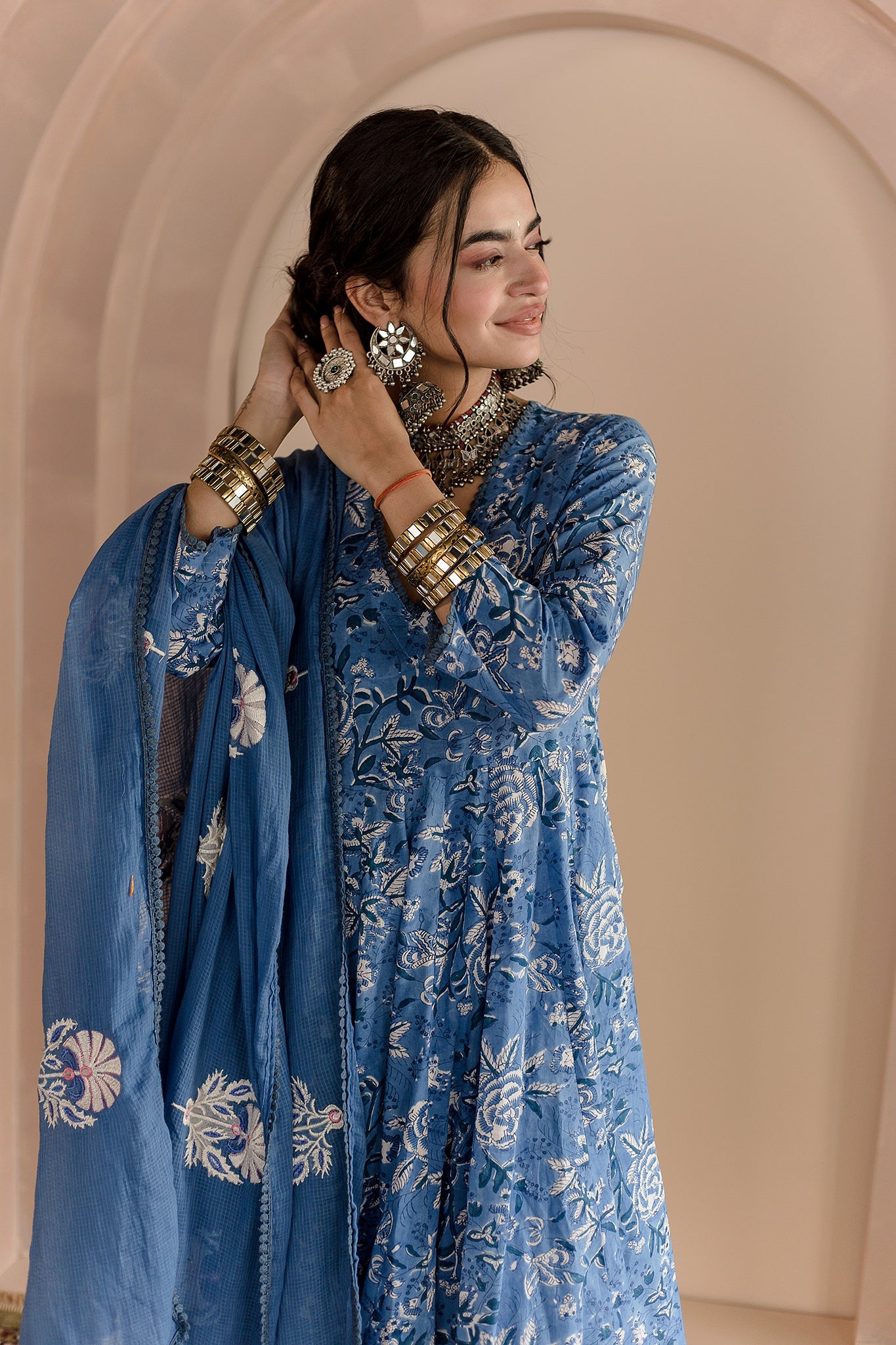 Shaila Blue  Anarkali Set