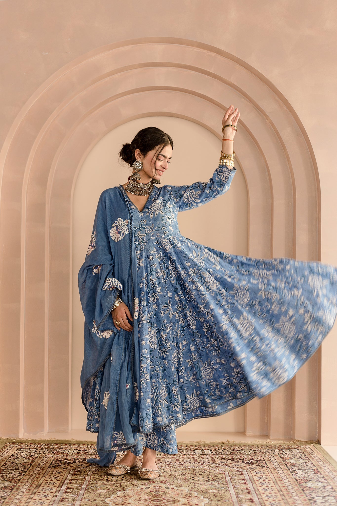 Shaila Blue  Anarkali Set