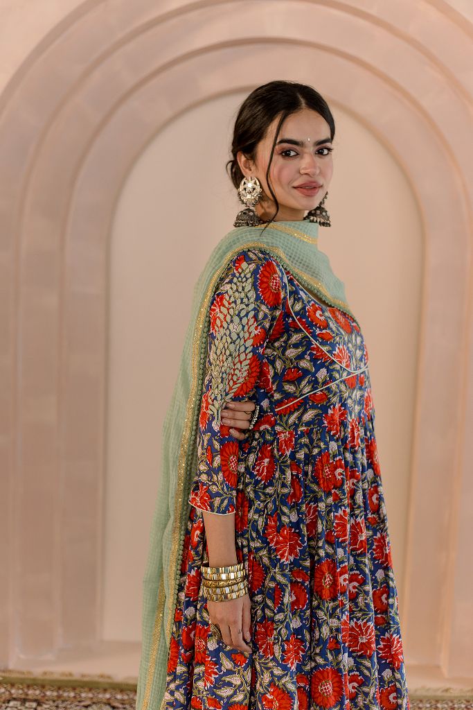 Shubha  Blue Anarkali Set