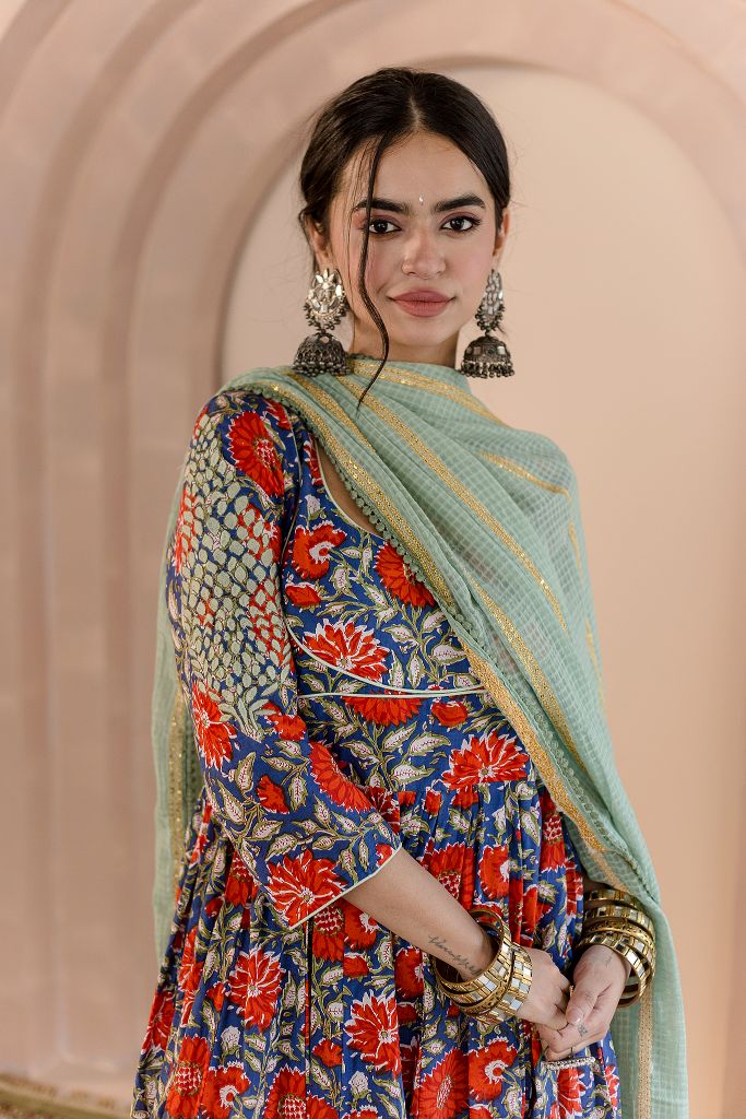 Shubha  Blue Anarkali Set