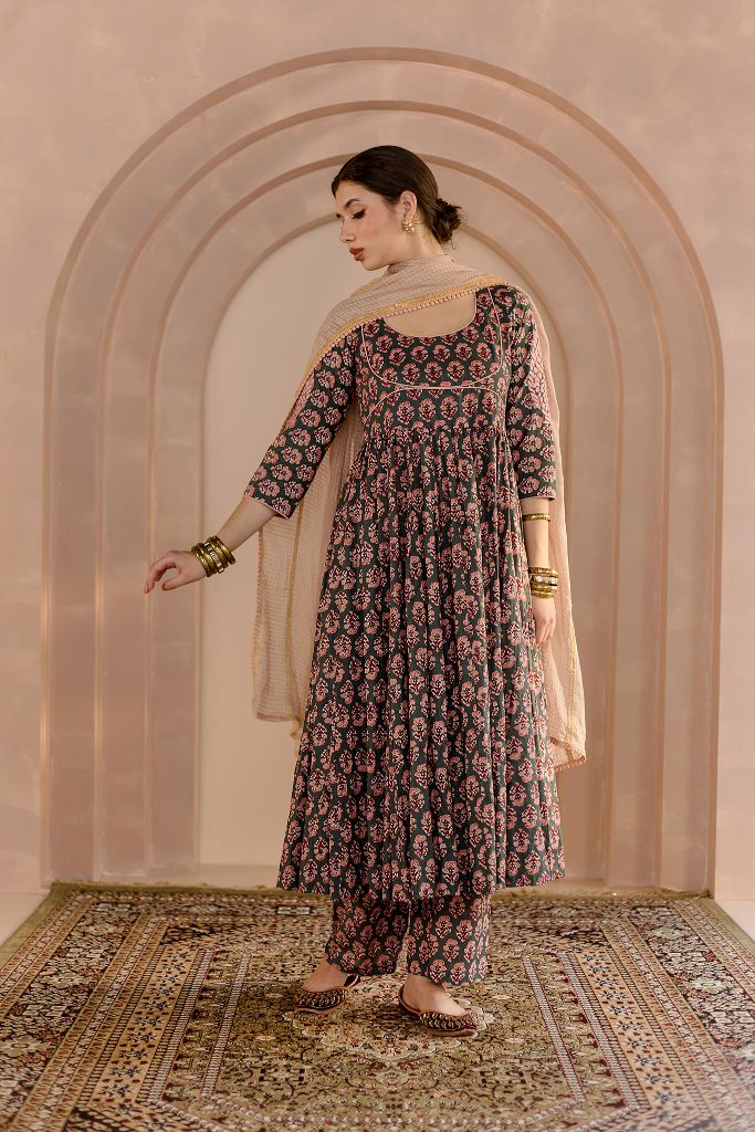 Shubha green Anarkali Set