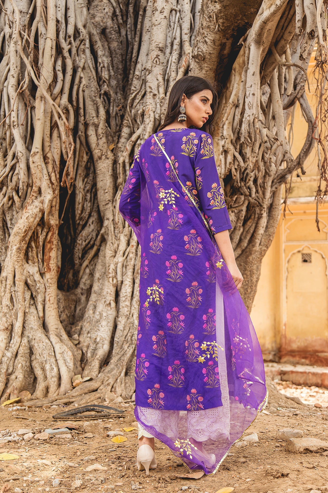 MEHNAZ PURPLE STRAIGHT SET