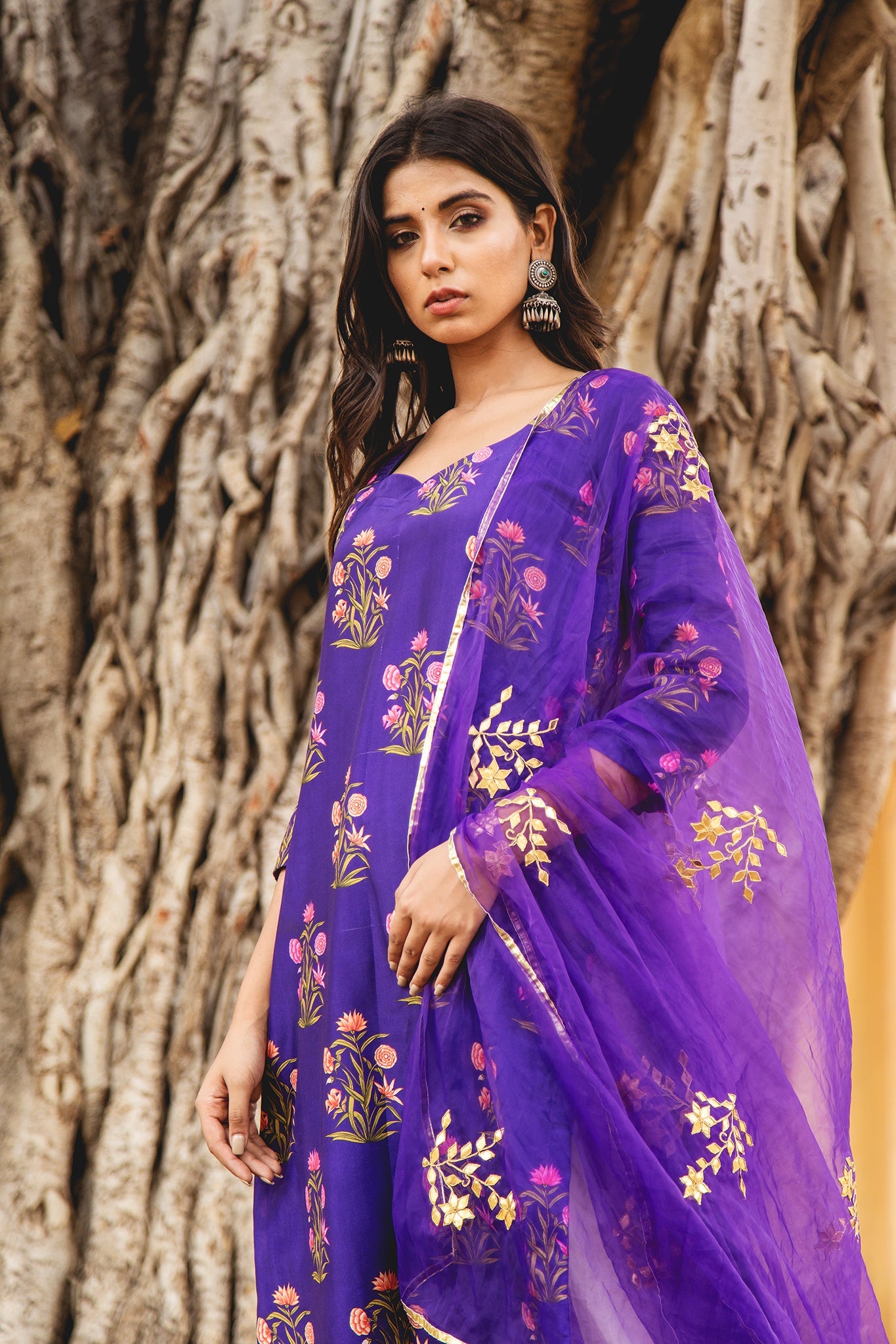 MEHNAZ PURPLE STRAIGHT SET