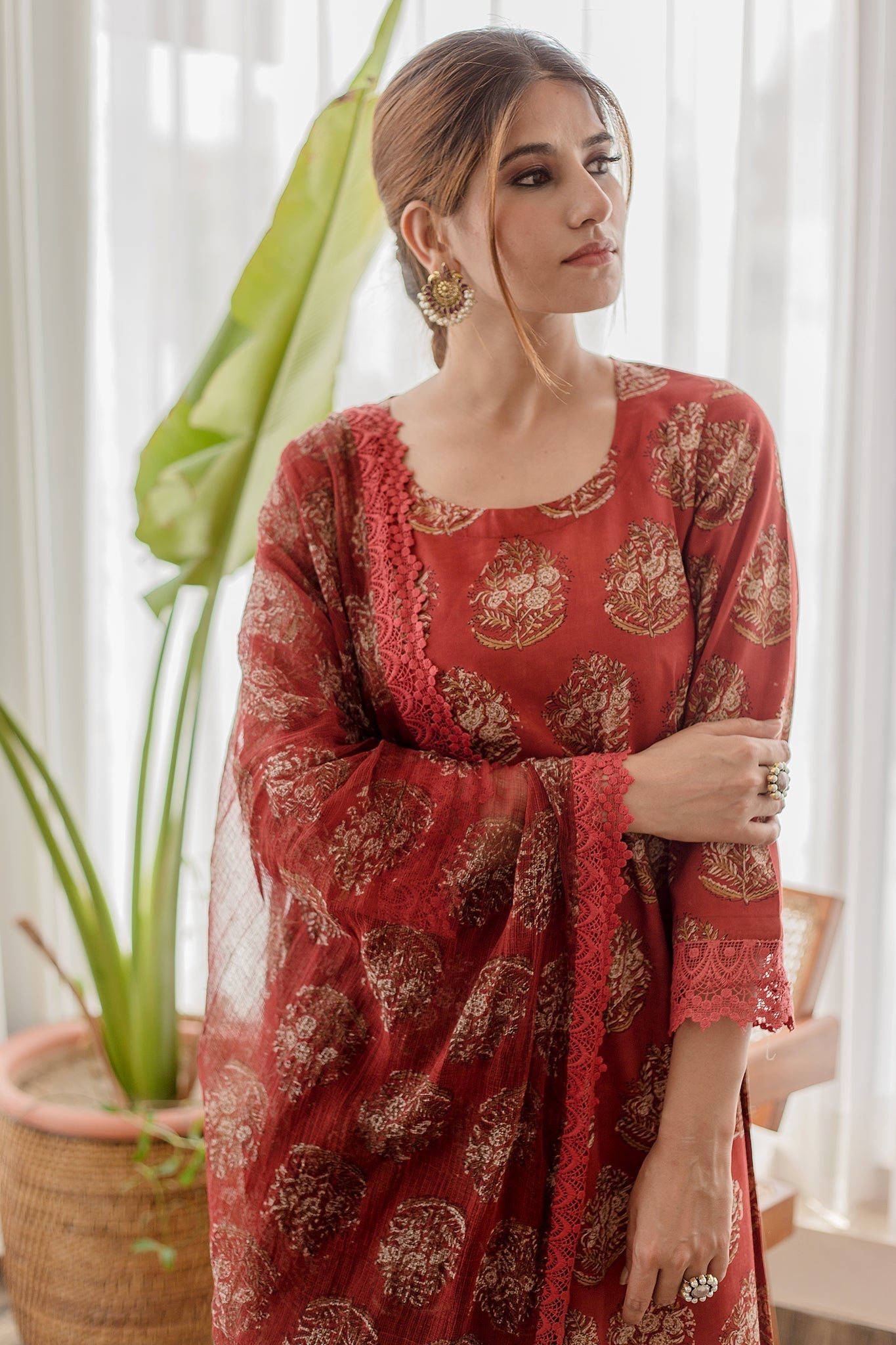 JASMINE RED STRAIGHT SET Gulabo Jaipur