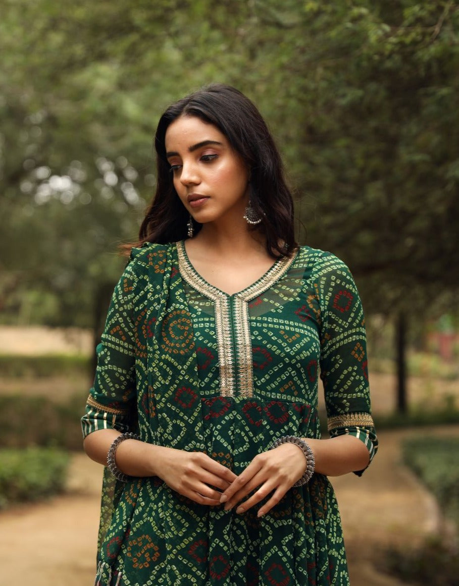 Sama Anarkali Green Set Gulabo Jaipur