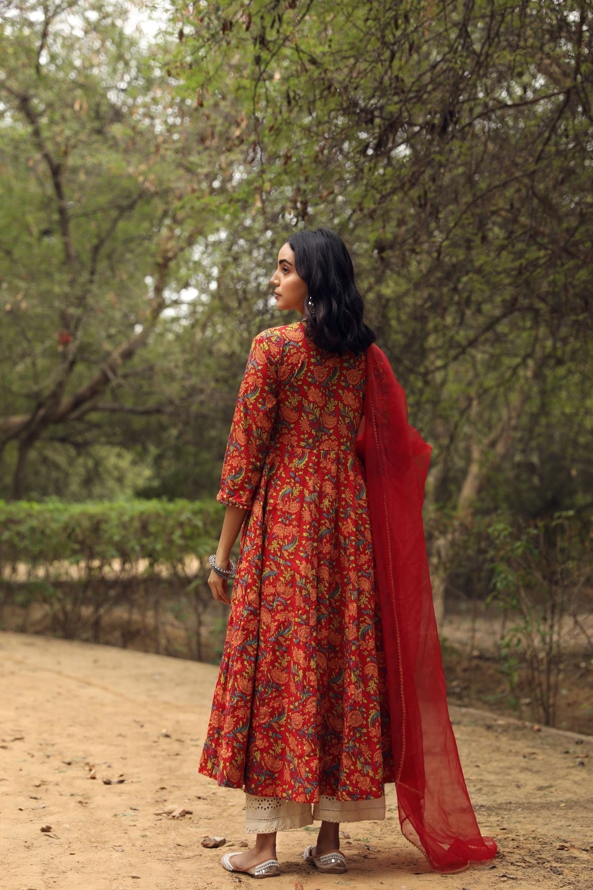 Sufi Red Anarkali Set Gulabo Jaipur