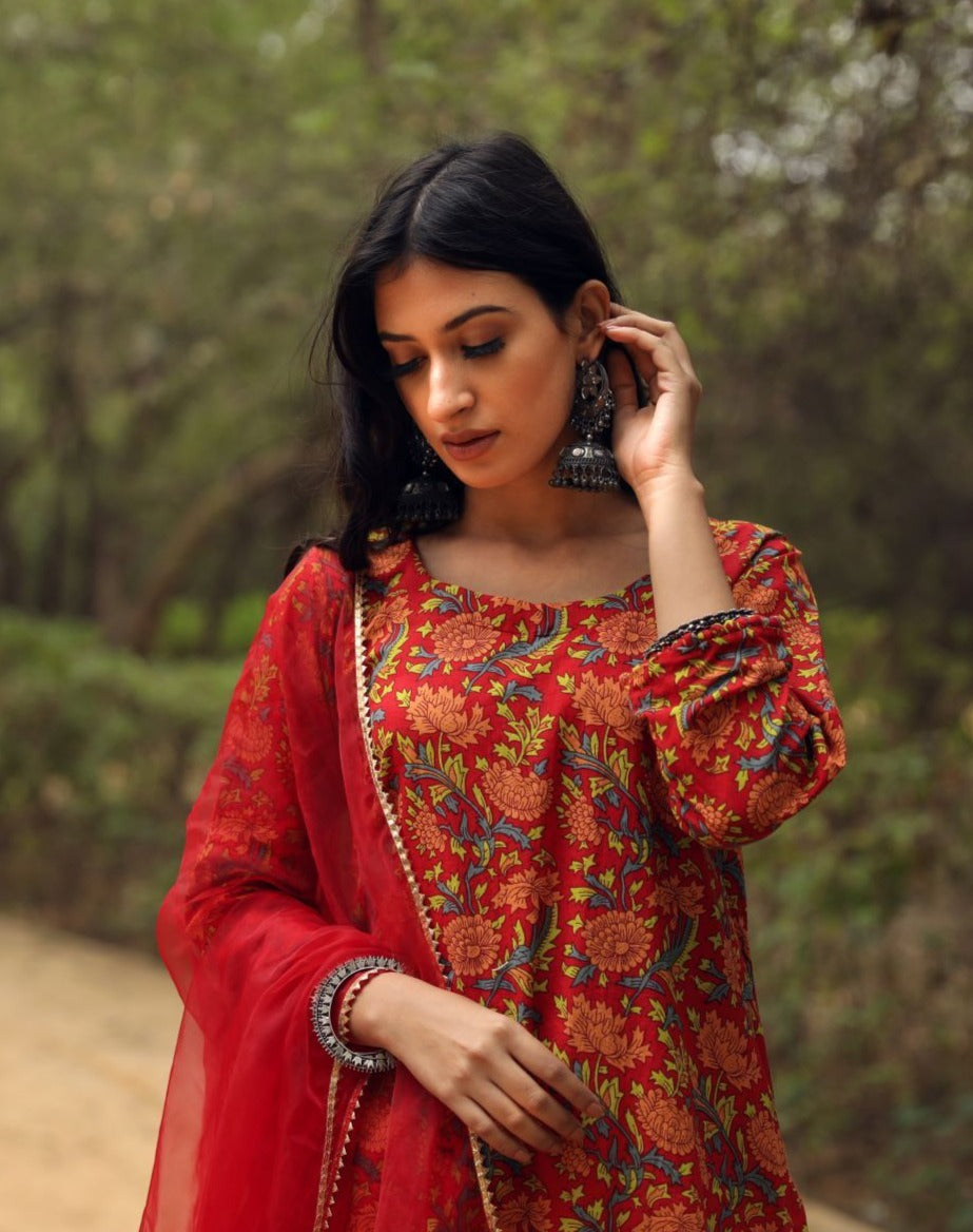 Sufi Red Straight set Gulabo Jaipur