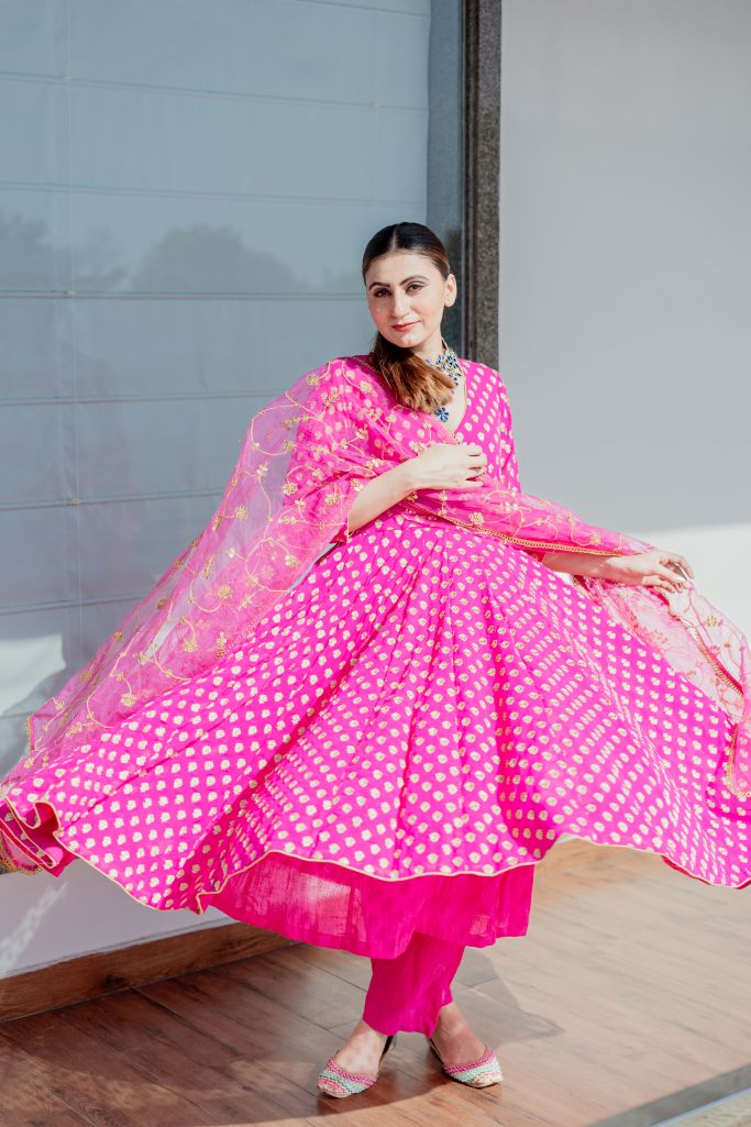 Zuri Pink Anarkali Set