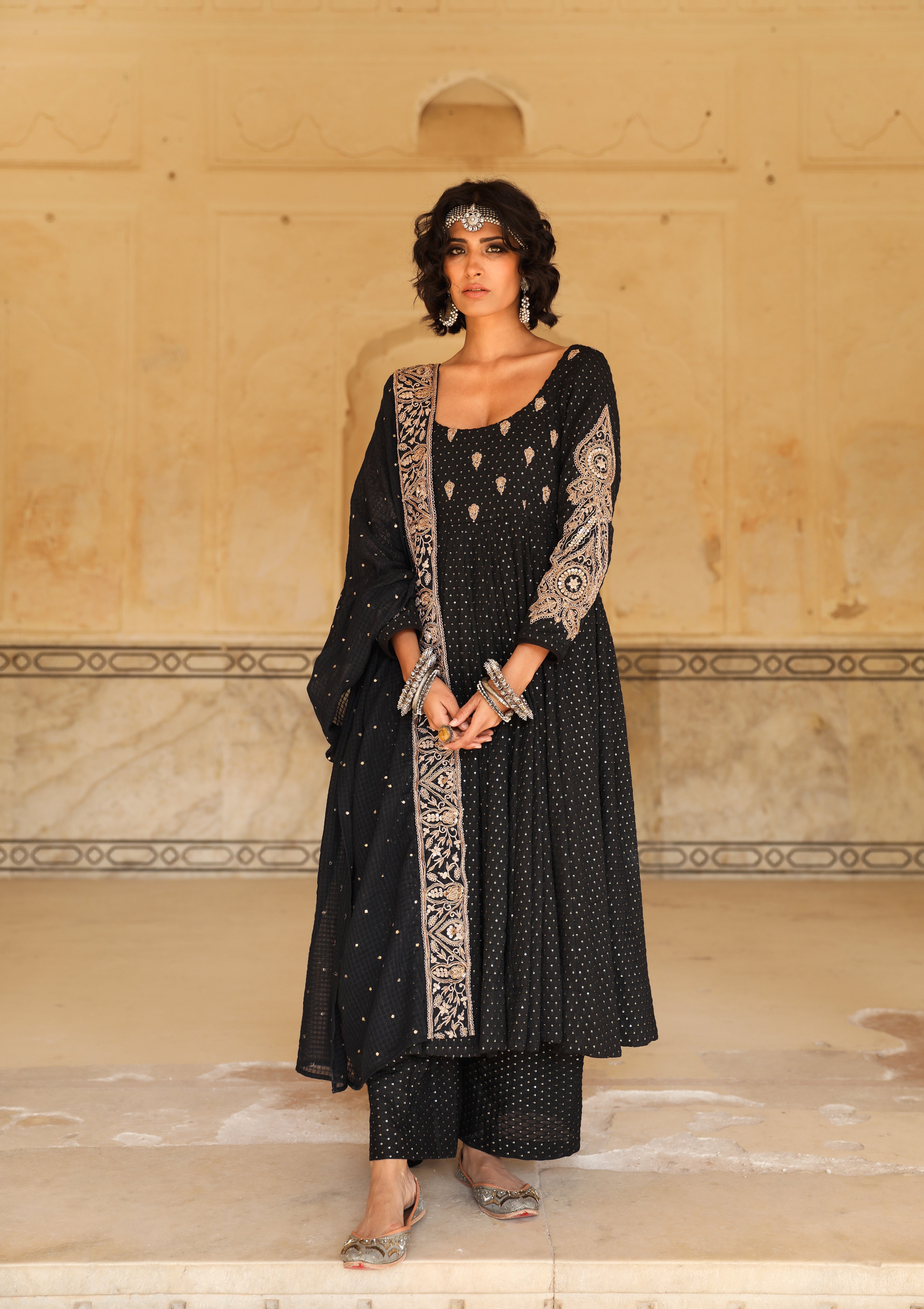ZOHRA BLACK ANARKALI SET Gulabo Jaipur