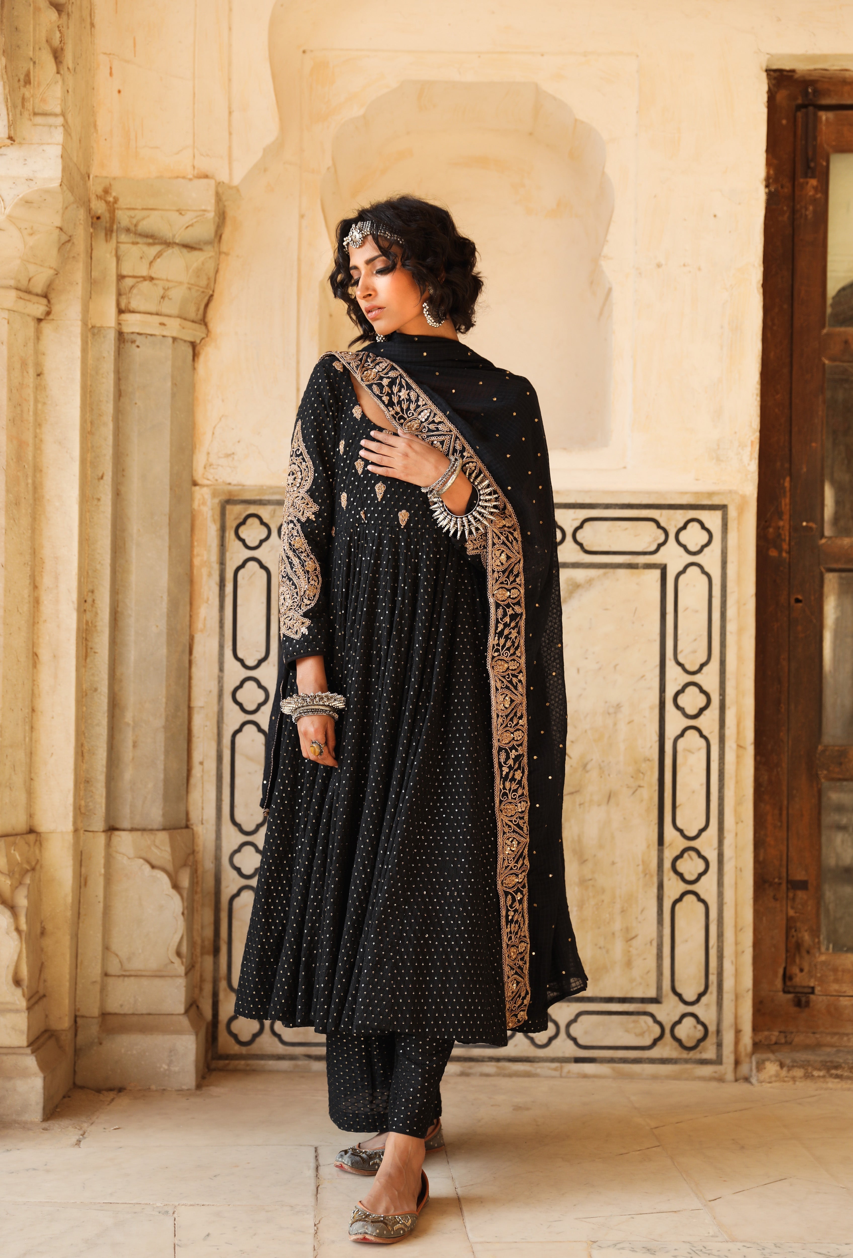 ZOHRA BLACK ANARKALI SET Gulabo Jaipur